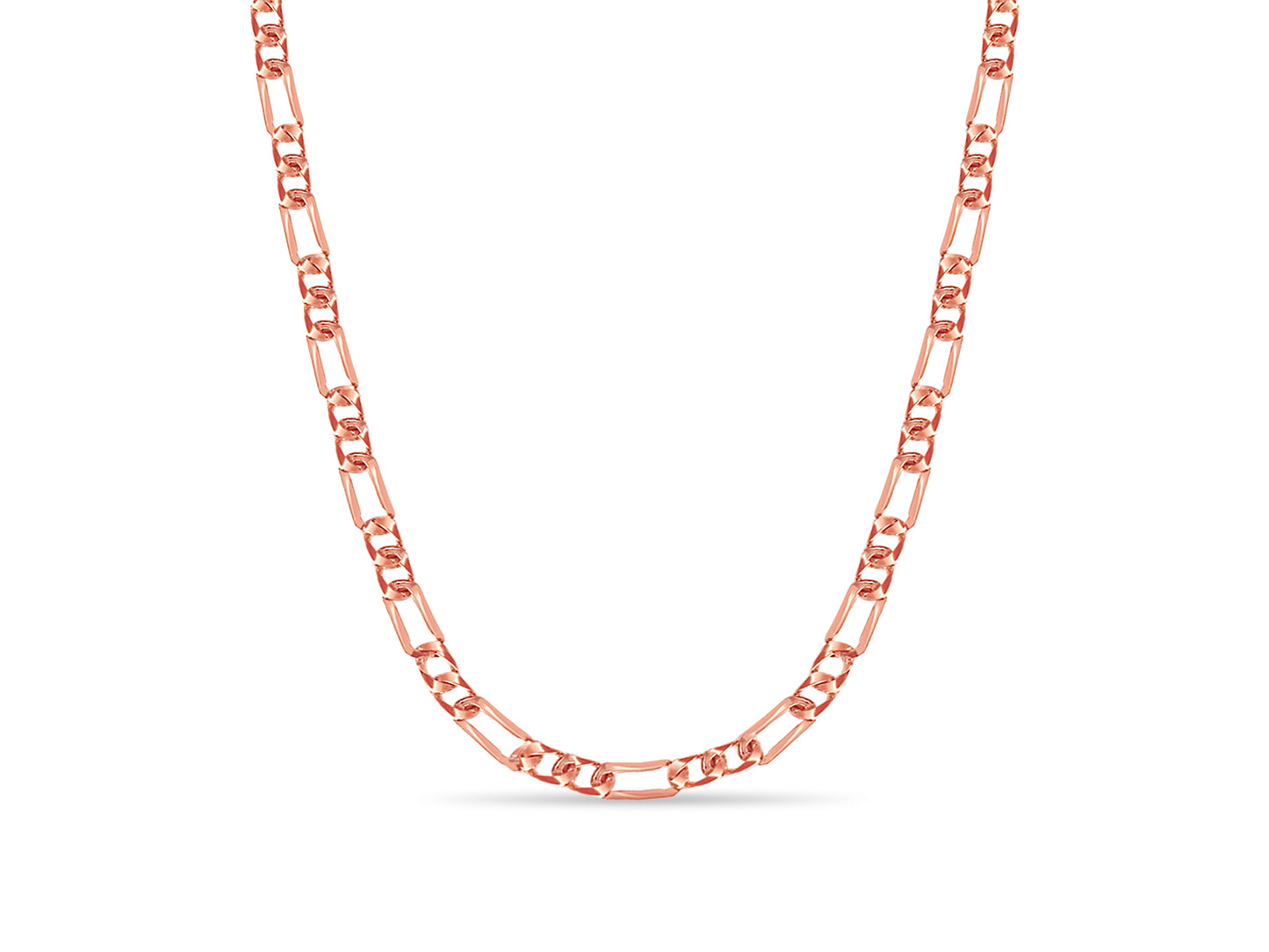 Figaro Solid Gold Handmade Necklace , 7mm, 16-30 Inch