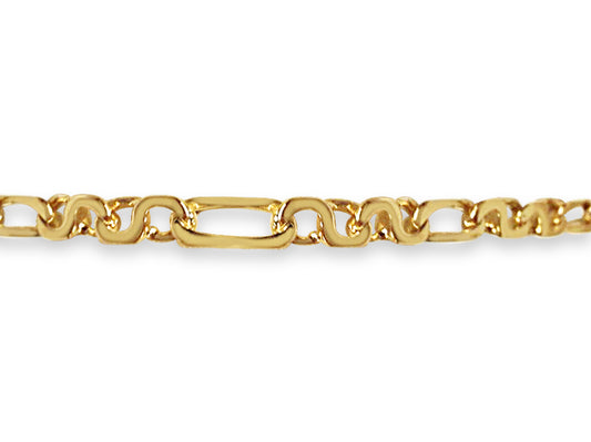 Figaro Infinity Solid Gold Handmade Bracelet , 4mm, 6.5-10 Inch