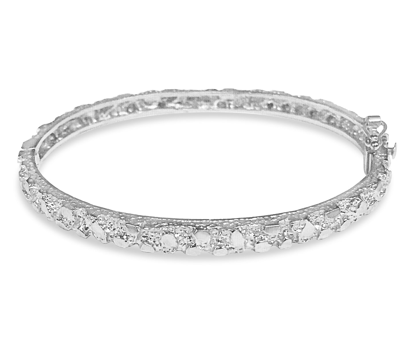Nugget Bangle Solid Gold Handmade Bracelet , 5mm, 6.5-10 Inch