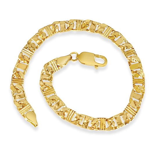 Anchor Mariner Solid Gold Handmade Bracelet , 6mm, 6.5-10 Inch