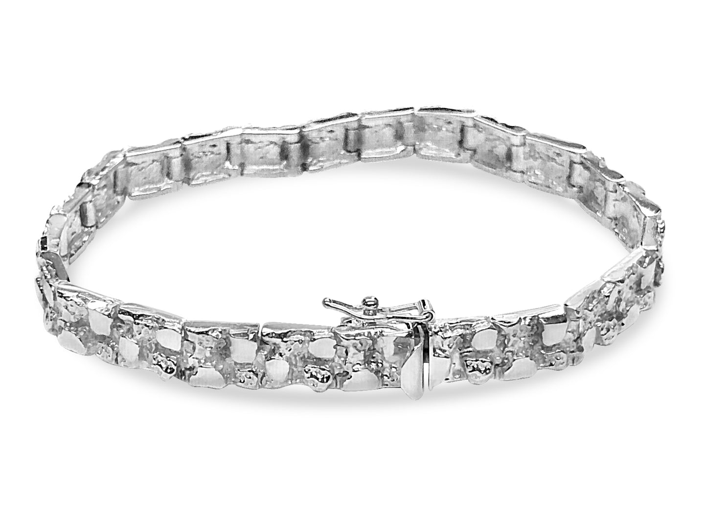 Nugget Solid Gold Handmade Bracelet , 7mm, 6.5-10 Inch