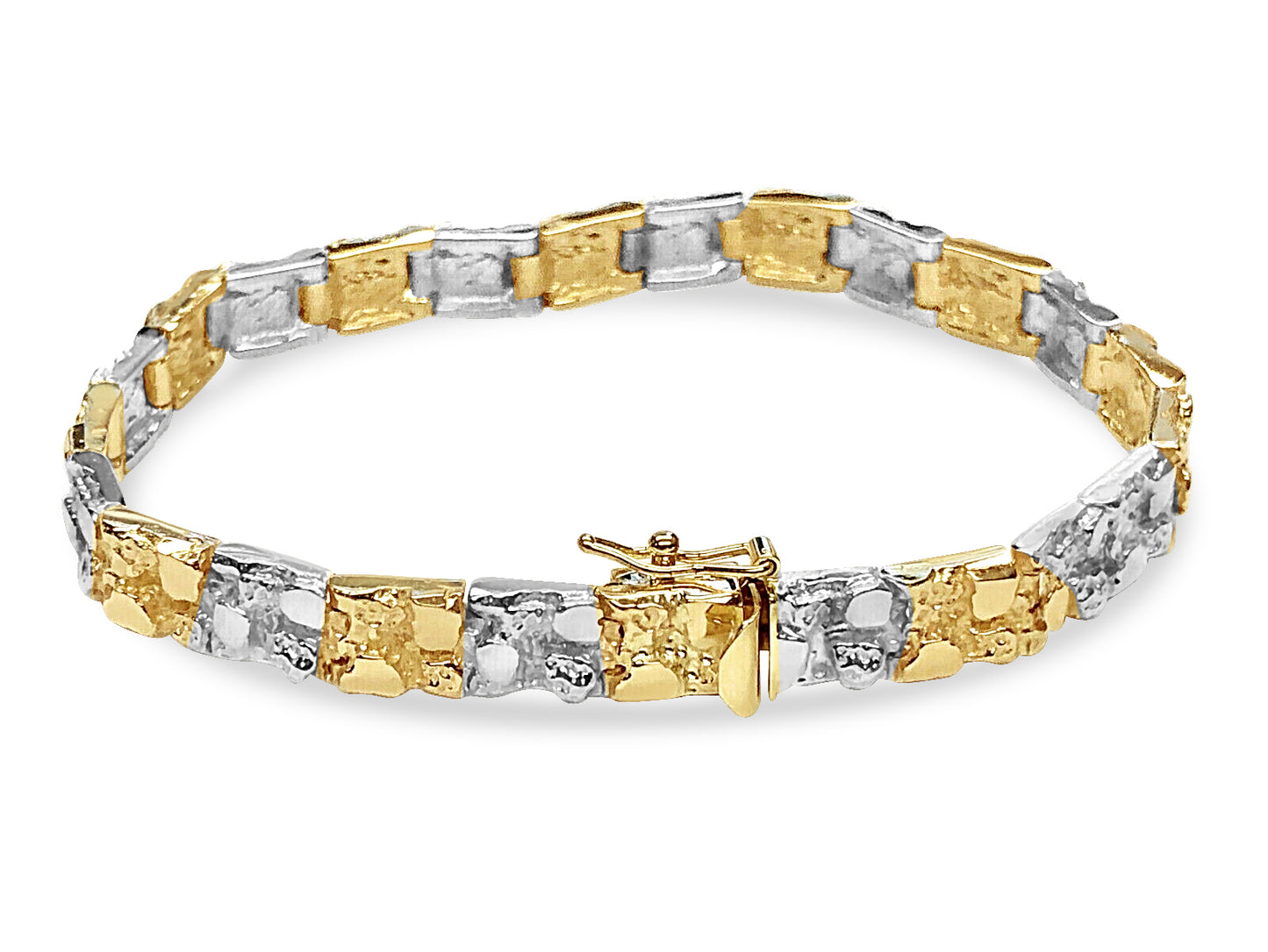 Nugget Solid Gold Handmade Bracelet , 7mm, 6.5-10 Inch