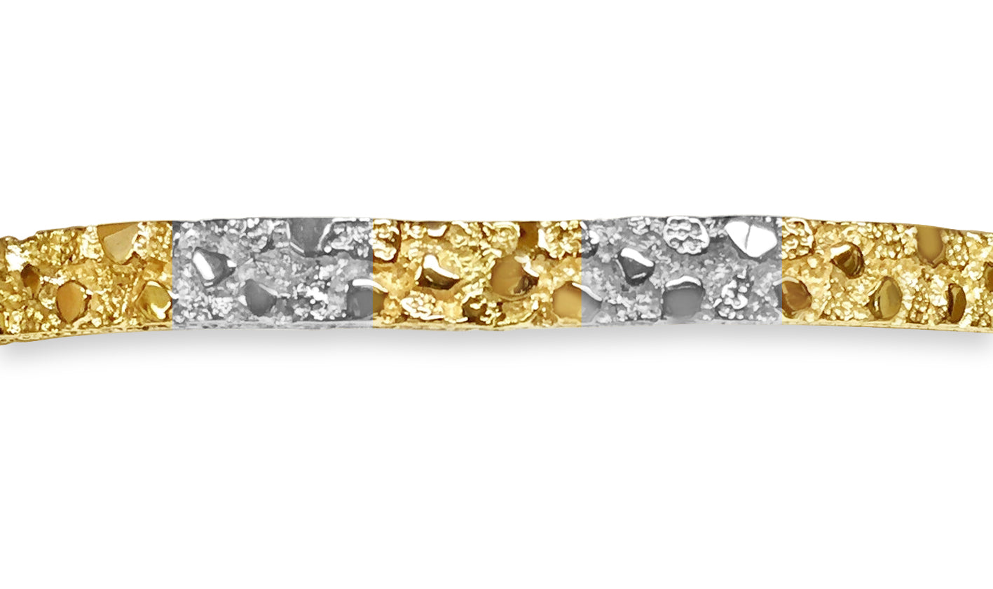 Nugget Bangle Solid Gold Handmade Bracelet , 7mm, 6.5-10 Inch