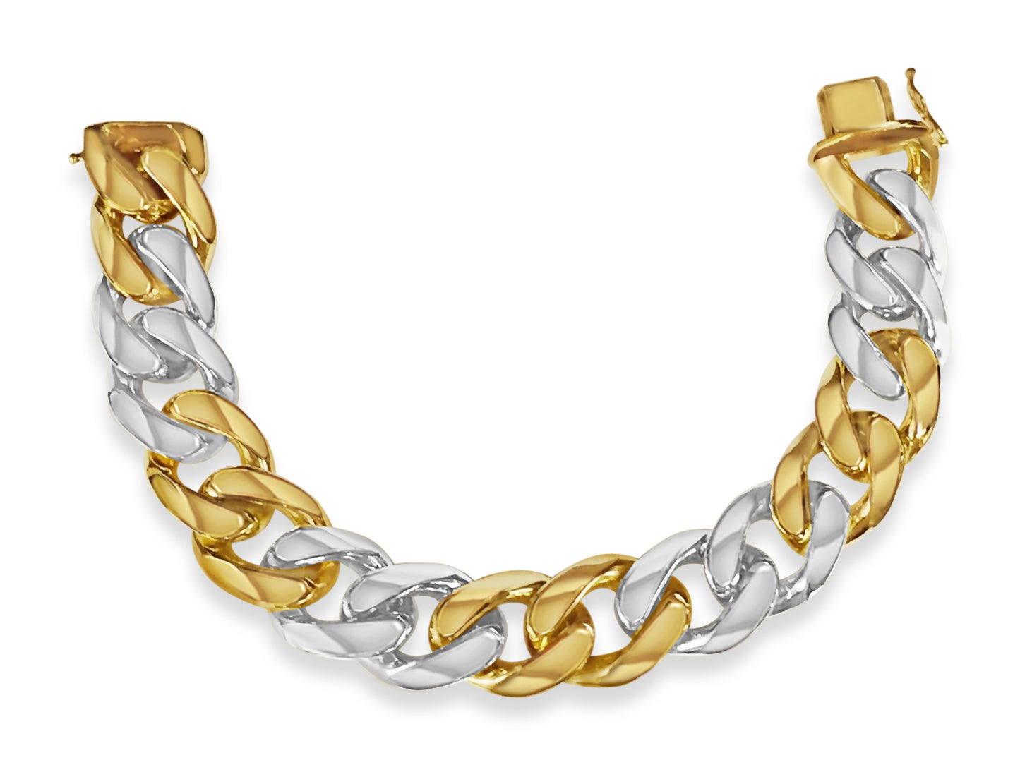 Curb Solid Gold Handmade Bracelet , 17mm, 6.5-10 Inch