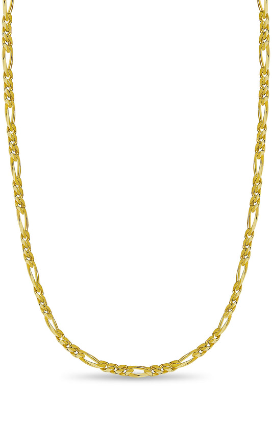 Figaro Solid Gold Handmade Necklace , 5mm, 16-30 Inch
