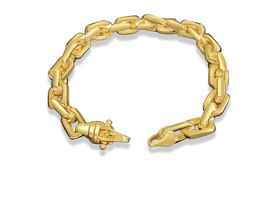 Fancy Rolo Solid Gold Handmade Bracelet , 8mm, 6.5-10 Inch