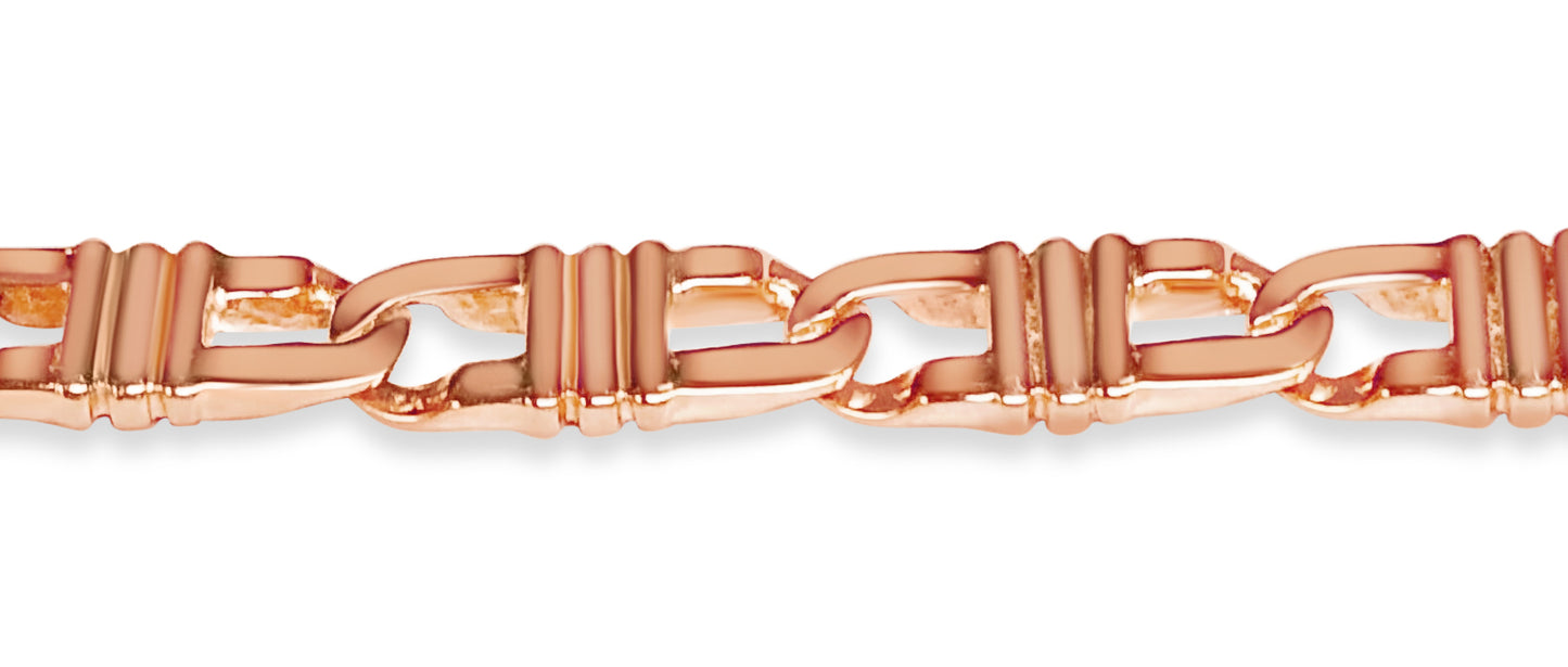 Flat Solid Gold Handmade Bracelet , 7mm, 6.5-10 Inch