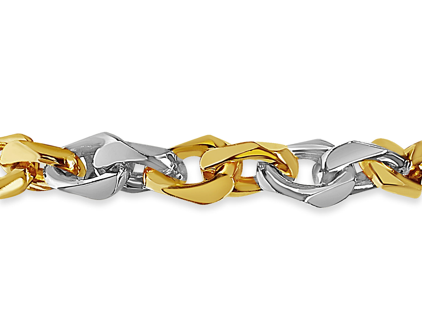 Fancy Rolo Solid Gold Handmade Bracelet , 10mm, 6.5-10 Inch