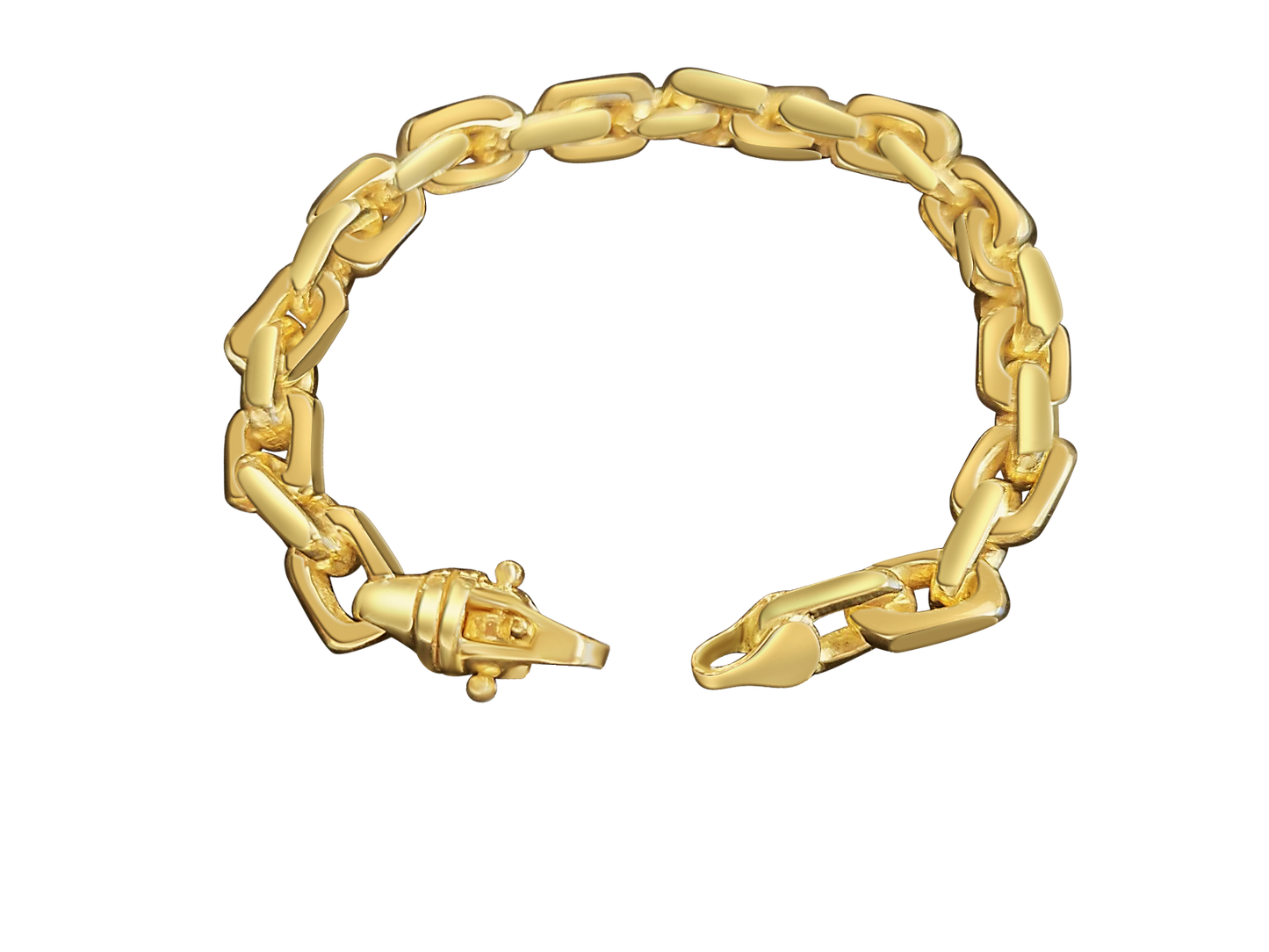 Fancy Rolo Solid Gold Handmade Bracelet , 8mm, 6.5-10 Inch