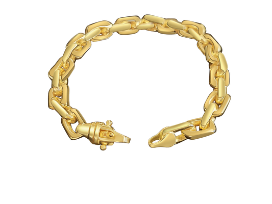 Fancy Rolo Solid Gold Handmade Bracelet , 8mm, 6.5-10 Inch