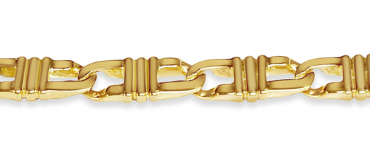 Flat Solid Gold Handmade Bracelet , 7mm, 6.5-10 Inch