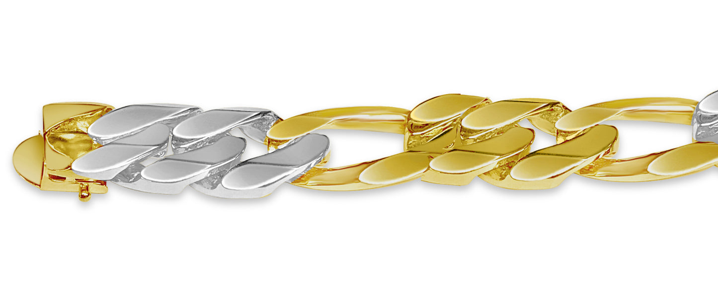 Figaro Solid Gold Handmade Necklace , 16mm, 16-30 Inch