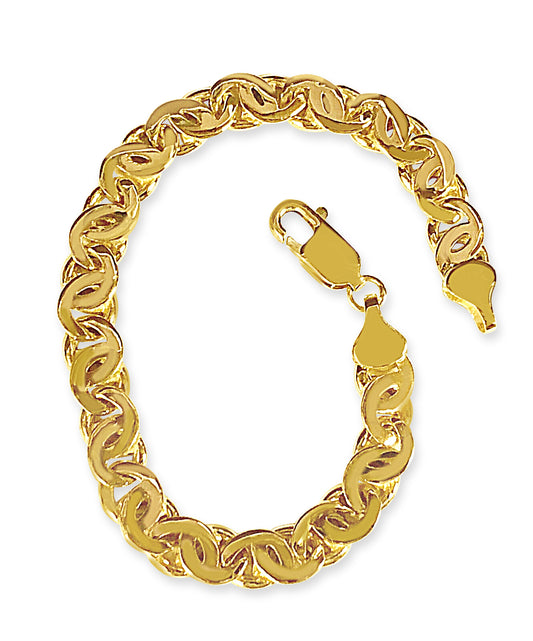 Tiger Eye Solid Gold Handmade Bracelet , 8mm, 6.5-10 Inch