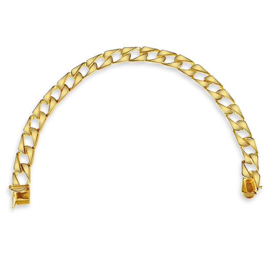 Curb Solid Gold Handmade Bracelet , 9mm, 6.5-10 Inch