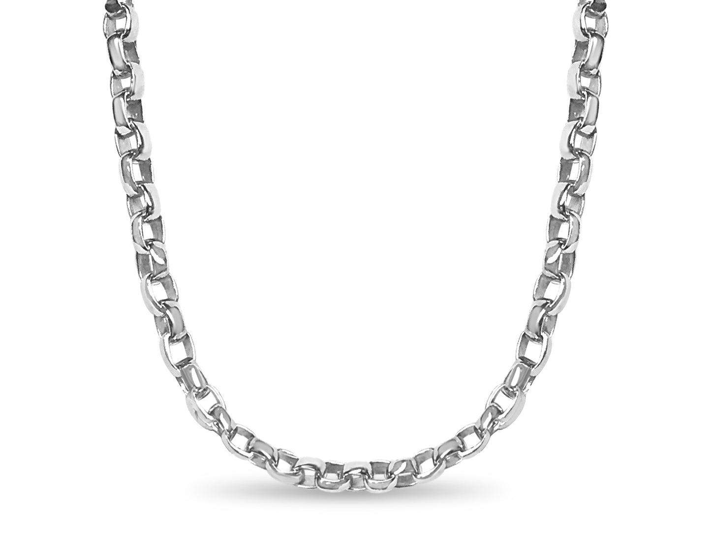 Oval Rolo Solid Gold Handmade Necklace , 6mm, 16-30 Inch