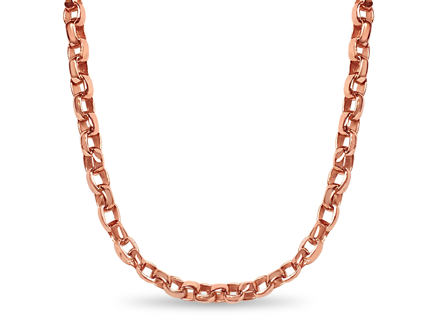 Oval Rolo Solid Gold Handmade Necklace , 6mm, 16-30 Inch