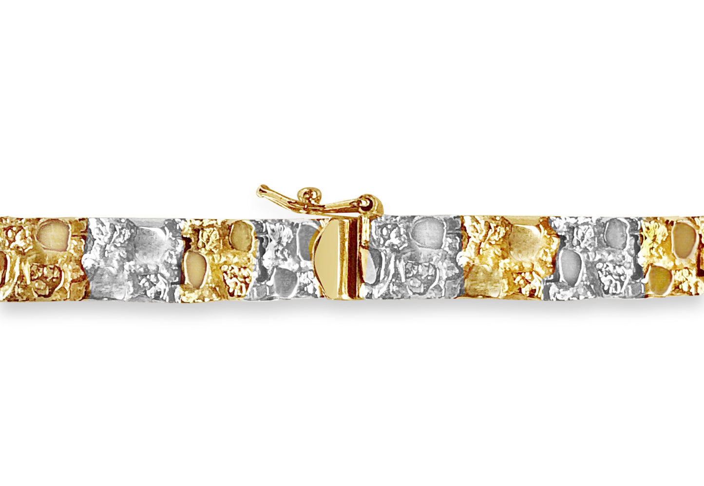 Nugget Solid Gold Handmade Bracelet , 7mm, 6.5-10 Inch