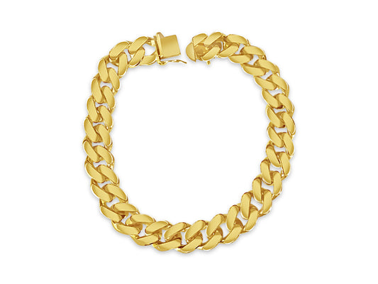 Curb Solid Gold Handmade Bracelet , 12mm, 6.5-10 Inch