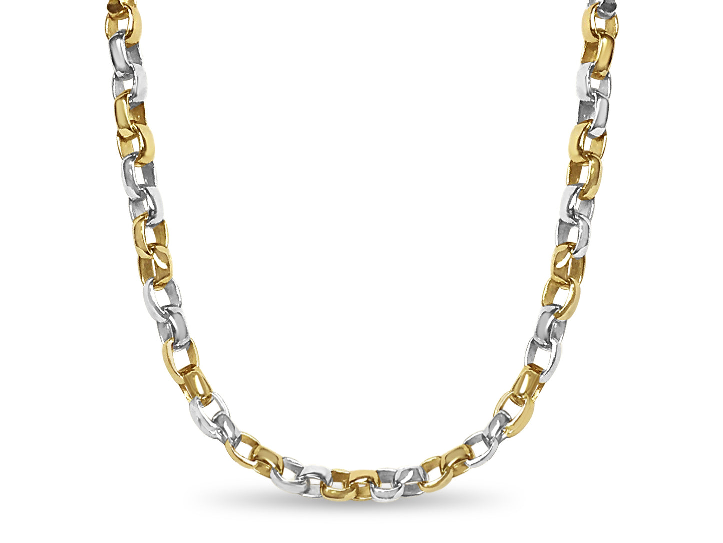 Oval Rolo Solid Gold Handmade Necklace , 6mm, 16-30 Inch