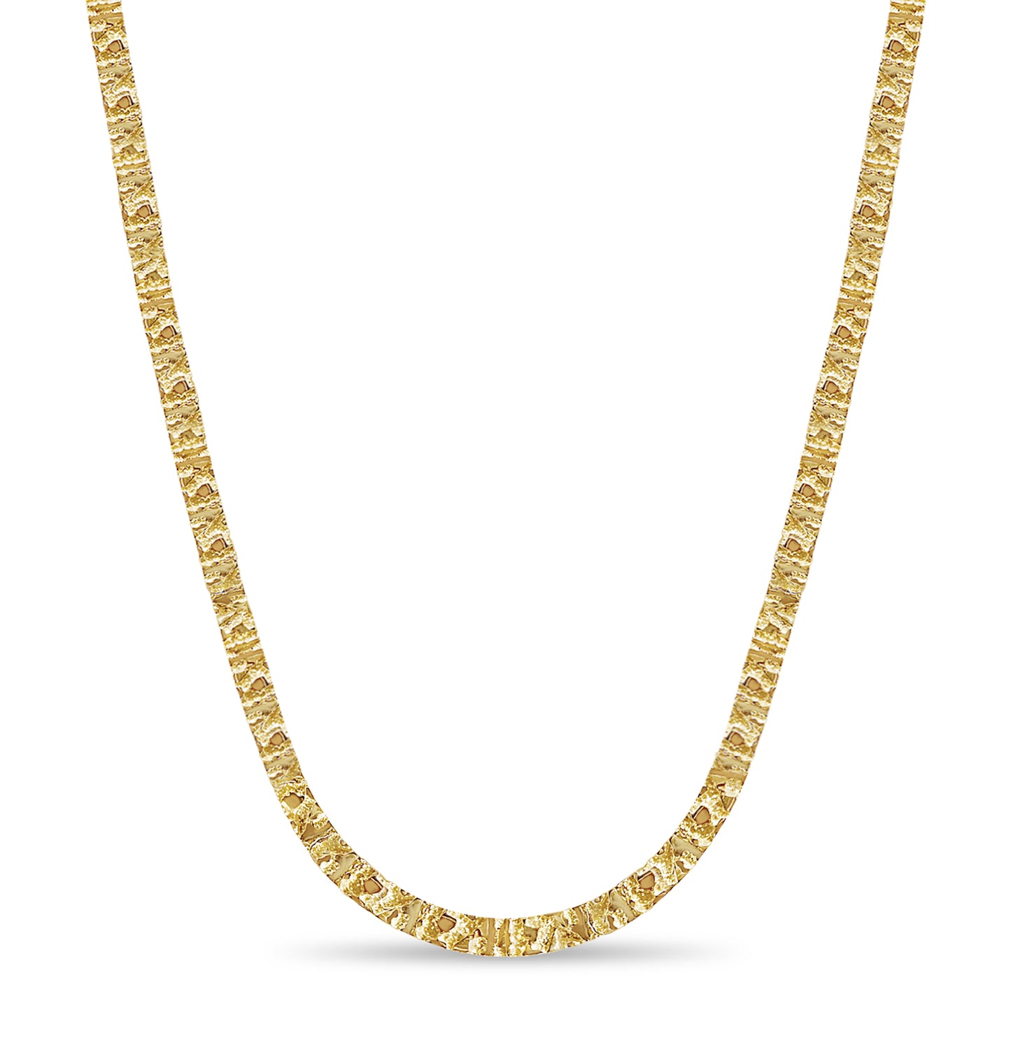 Nugget Solid Gold Handmade Necklace , 6mm, 16-30 Inch