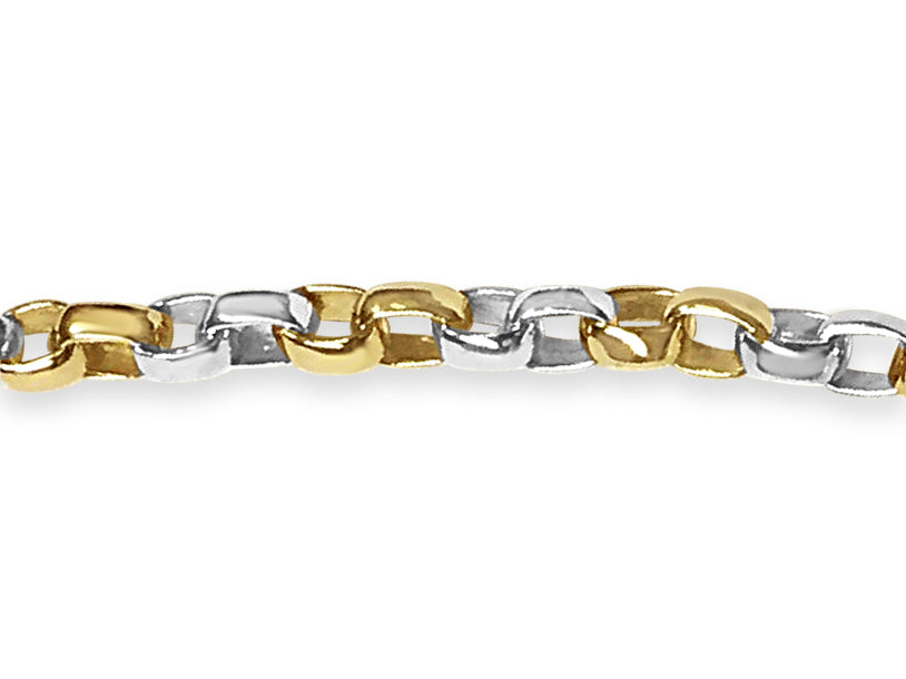Oval Rolo Solid Gold Handmade Bracelet , 6mm, 6.5-10 Inch