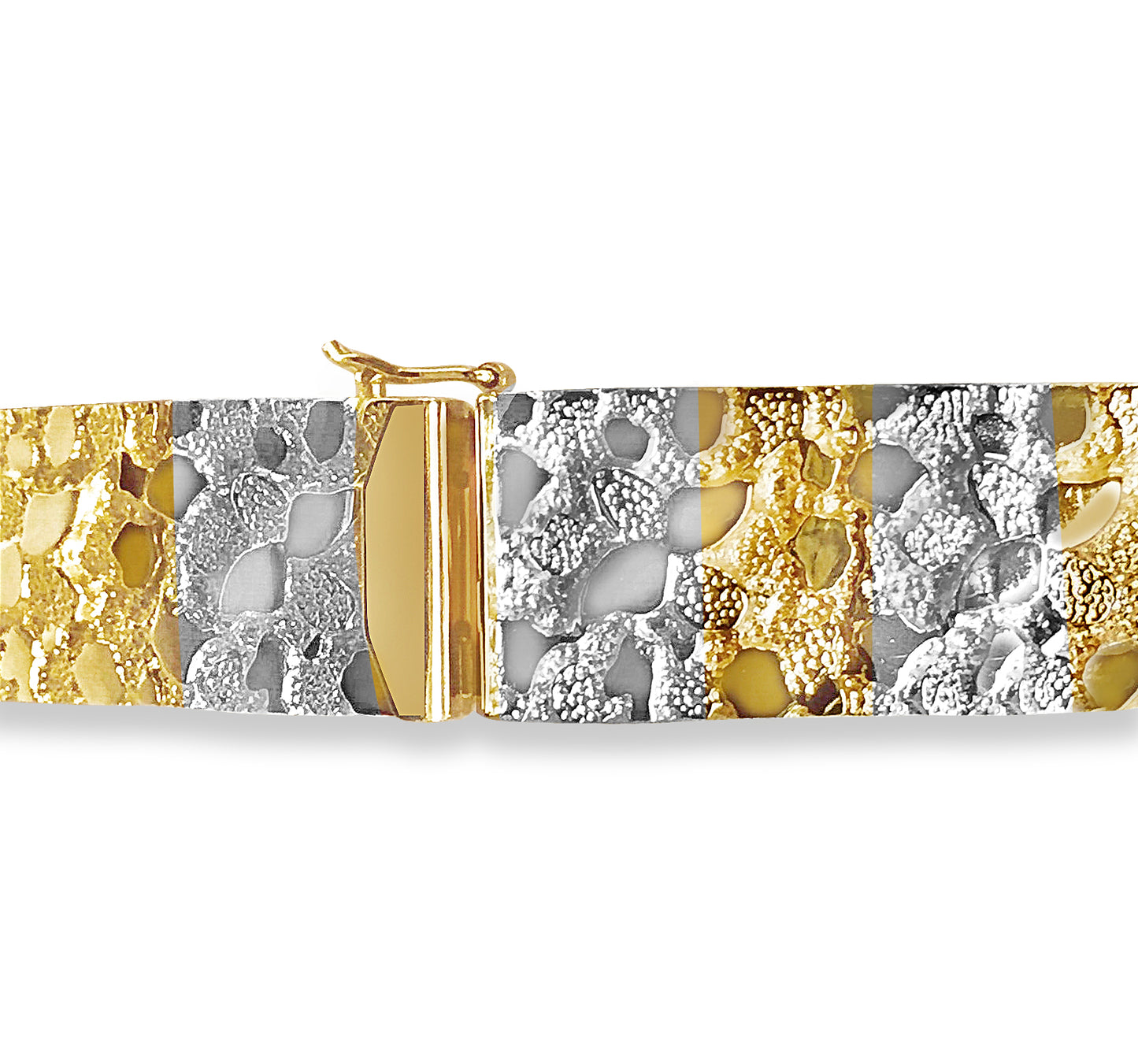 Nugget Solid Gold Handmade Bracelet , 17mm, 6.5-10 Inch