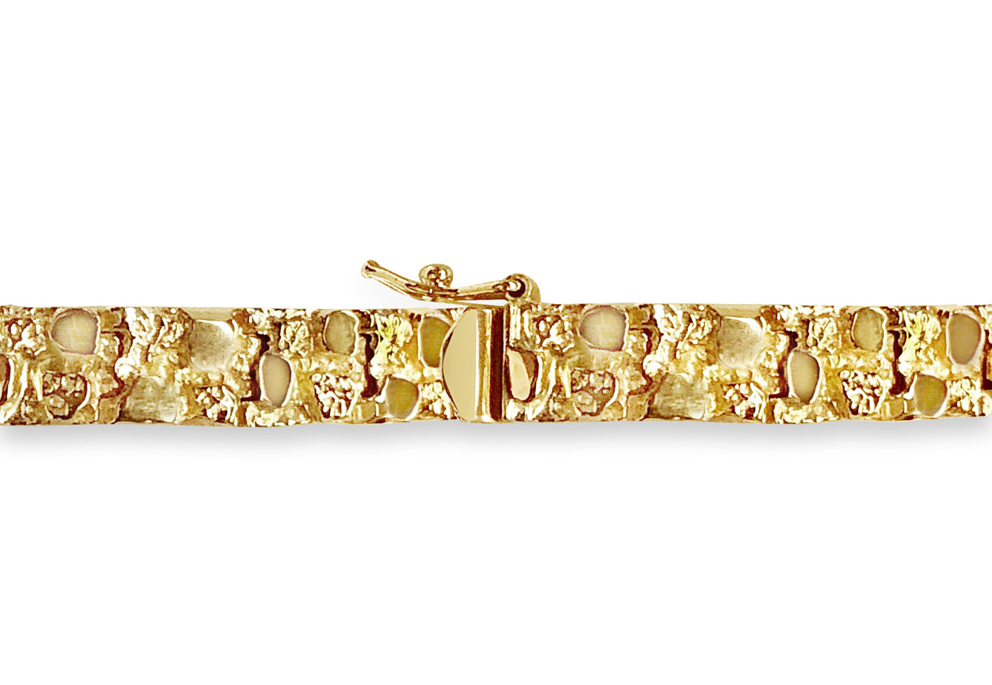 Nugget Solid Gold Handmade Bracelet , 7mm, 6.5-10 Inch