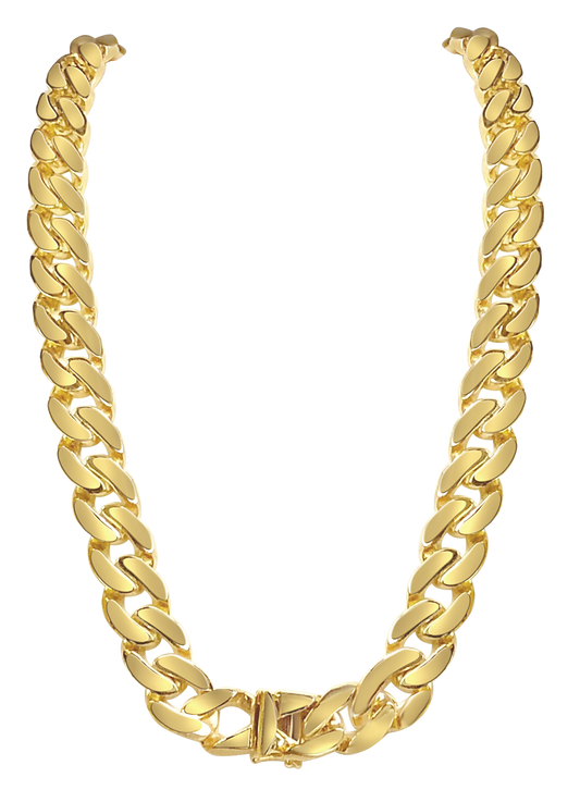 Miami Cuban Solid Gold Handmade Necklace , 16mm, 16-30 Inch