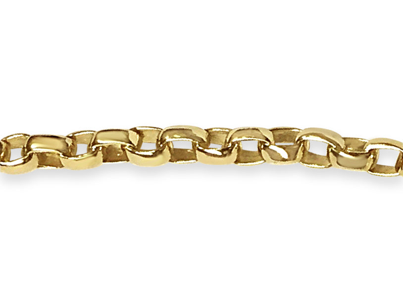 Oval Rolo Solid Gold Handmade Bracelet , 6mm, 6.5-10 Inch