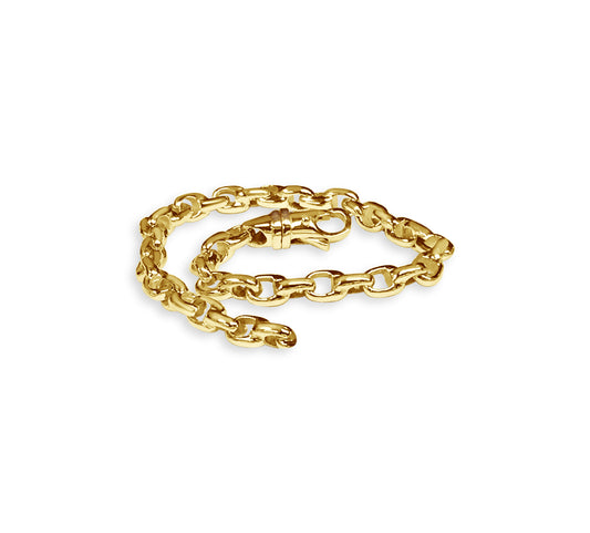 Fancy Rolo Solid Gold Handmade Bracelet , 6mm, 6.5-10 Inch