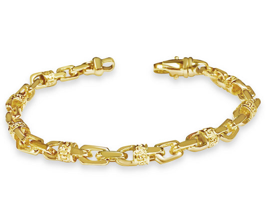 Fancy Greek Solid Gold Handmade Bracelet , 6mm, 6.5-10 Inch