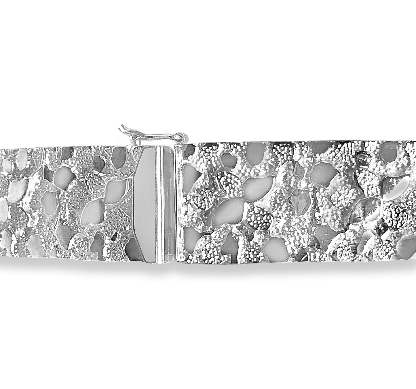Nugget Solid Gold Handmade Bracelet , 17mm, 6.5-10 Inch