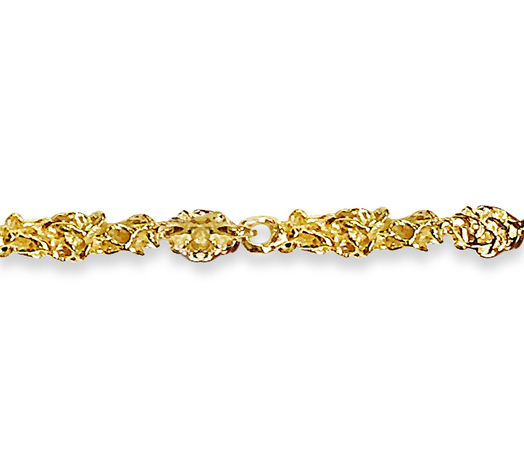 Nugget Solid Gold Handmade Bracelet , 5mm, 6.5-10 Inch