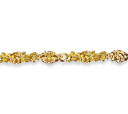Nugget Solid Gold Handmade Bracelet , 5mm, 6.5-10 Inch