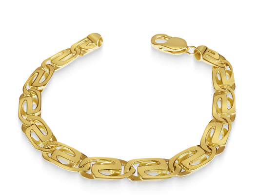 Tiger Eye Solid Gold Handmade Bracelet , 9mm, 6.5-10 Inch