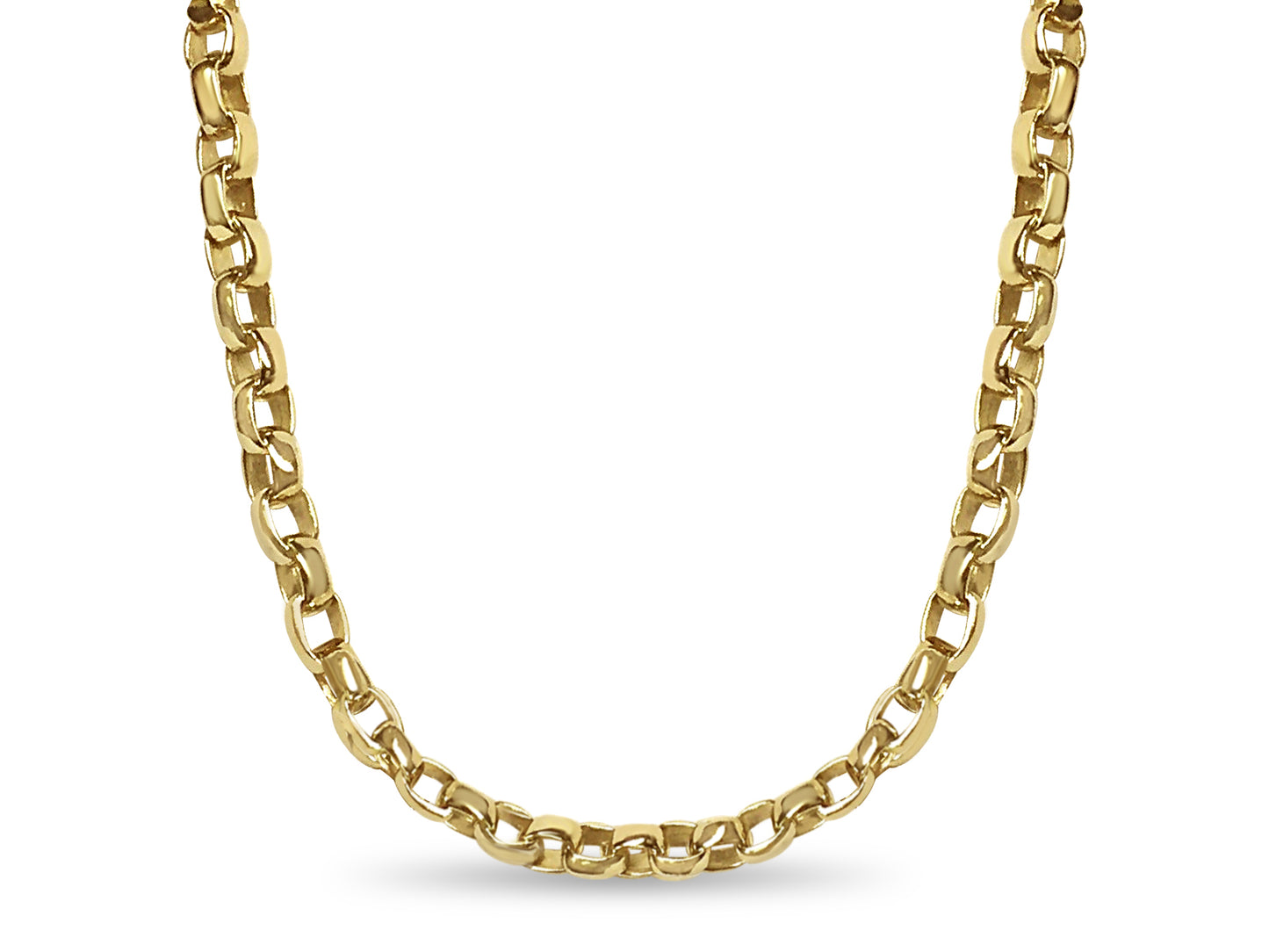 Oval Rolo Solid Gold Handmade Necklace , 6mm, 16-30 Inch