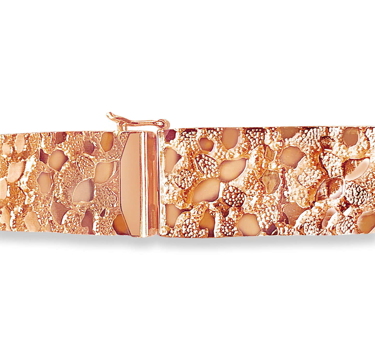 Nugget Solid Gold Handmade Bracelet , 17mm, 6.5-10 Inch