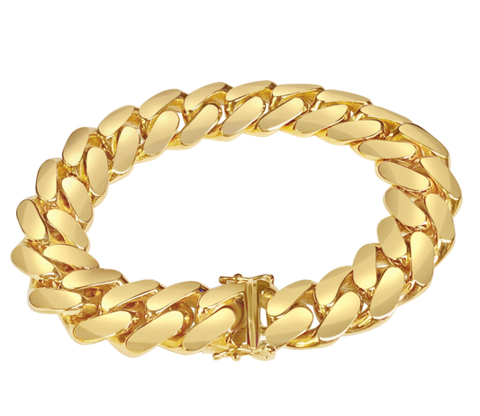 Miami Cuban Solid Gold Handmade Bracelet , 16mm, 6.5-10 Inch