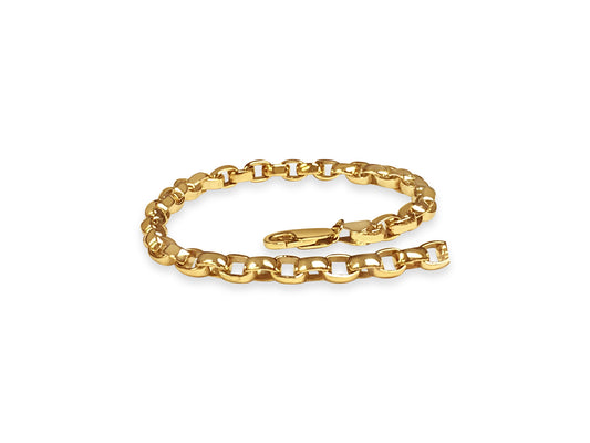 Oval Rolo Solid Gold Handmade Bracelet , 6mm, 6.5-10 Inch