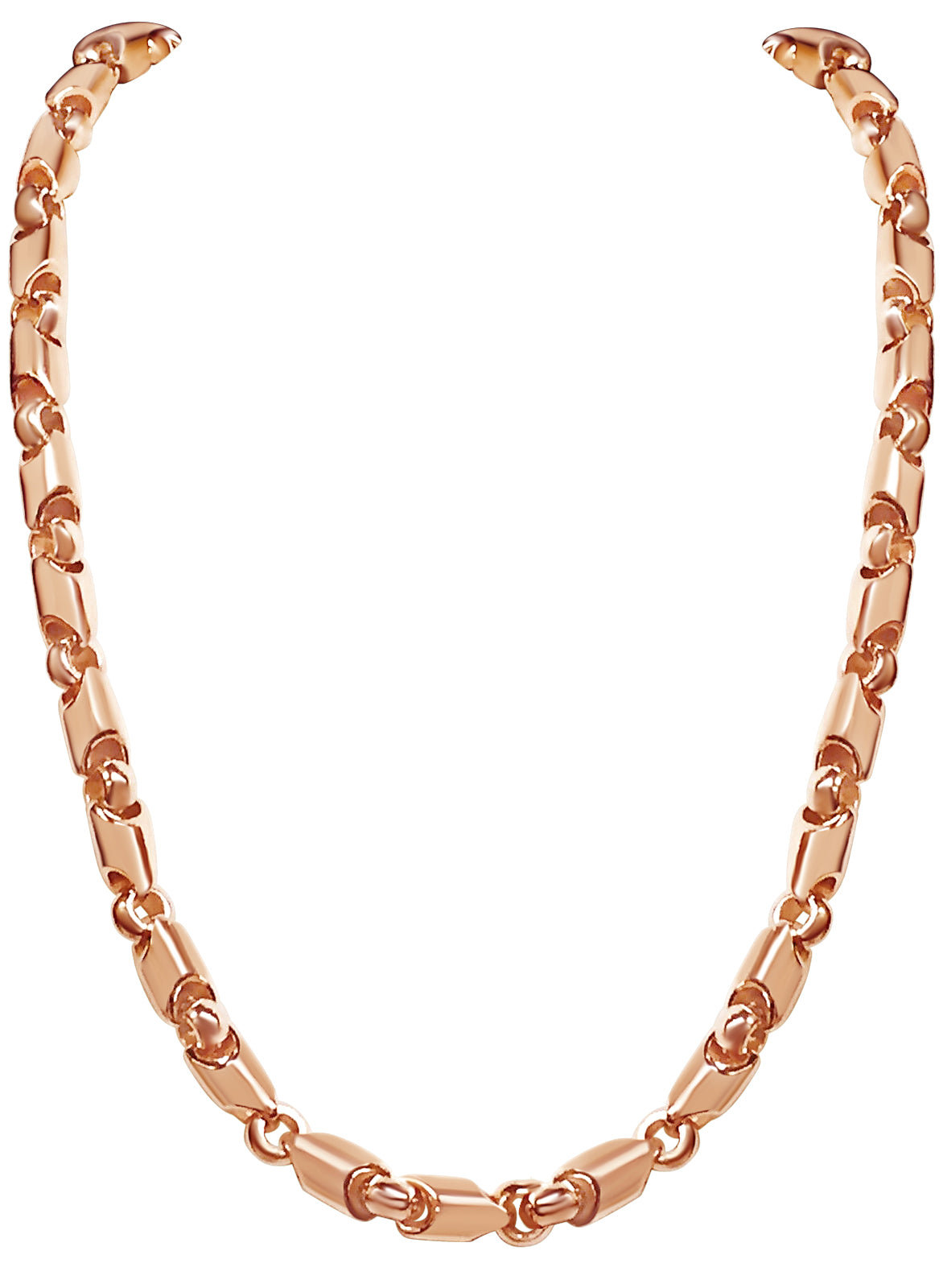 Fancy Tube Solid Gold Handmade Necklace , 8mm, 16-30 Inch