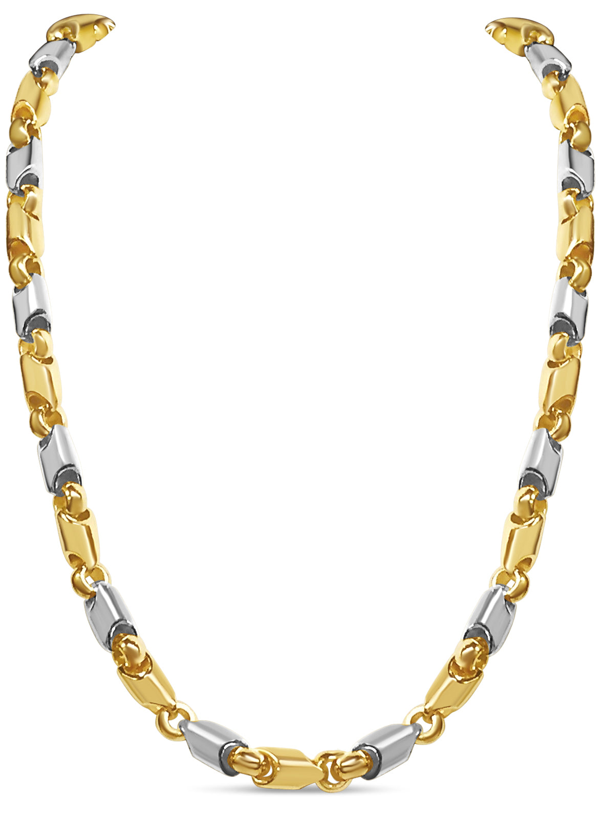 Fancy Tube Solid Gold Handmade Necklace , 8mm, 16-30 Inch