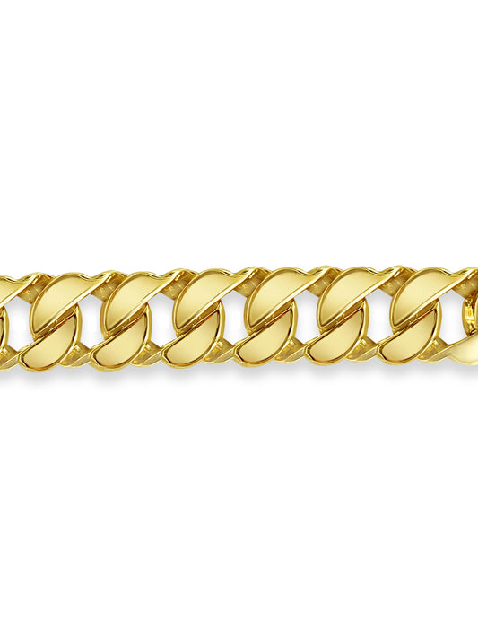 Curb Solid Gold Handmade Bracelet , 20mm, 6.5-10 Inch