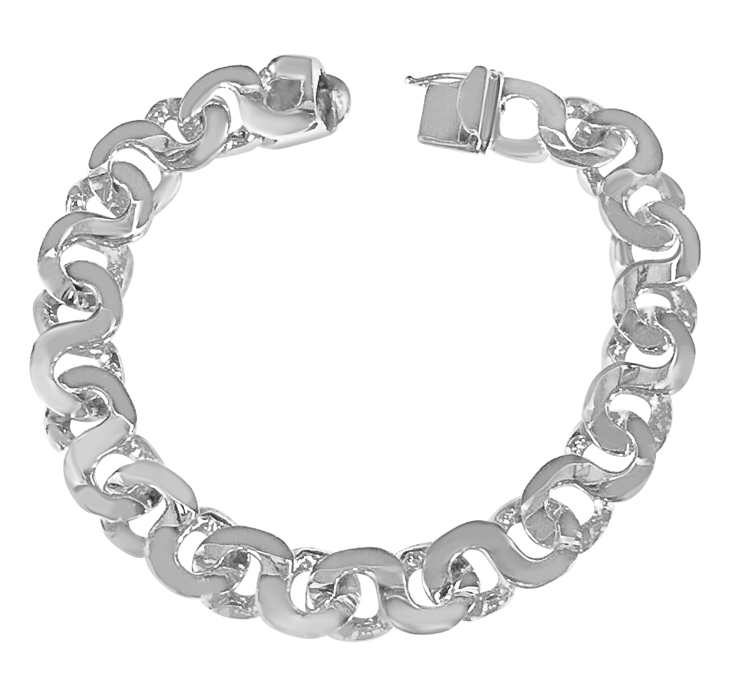 Flat Solid Gold Handmade Bracelet , 12mm, 6.5-10 Inch