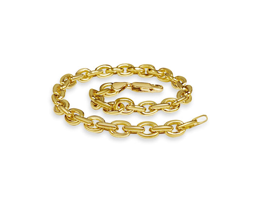 Fancy Rolo Solid Gold Handmade Bracelet , 7mm, 6.5-10 Inch