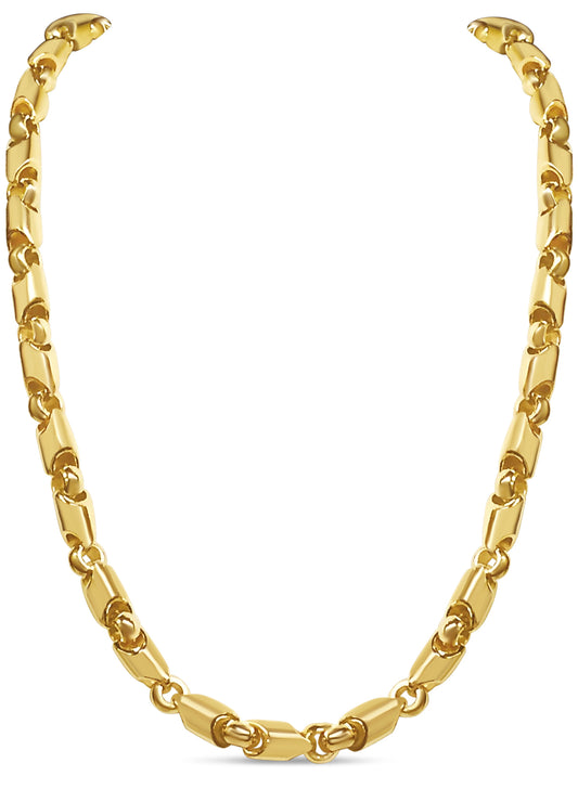 Fancy Tube Solid Gold Handmade Necklace , 8mm, 16-30 Inch