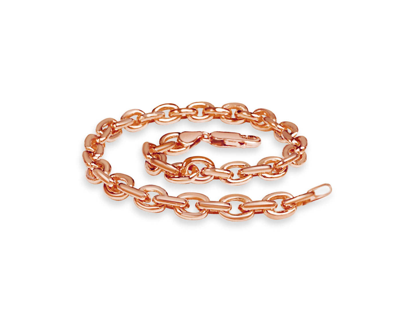 Fancy Rolo Solid Gold Handmade Bracelet , 7mm, 6.5-10 Inch
