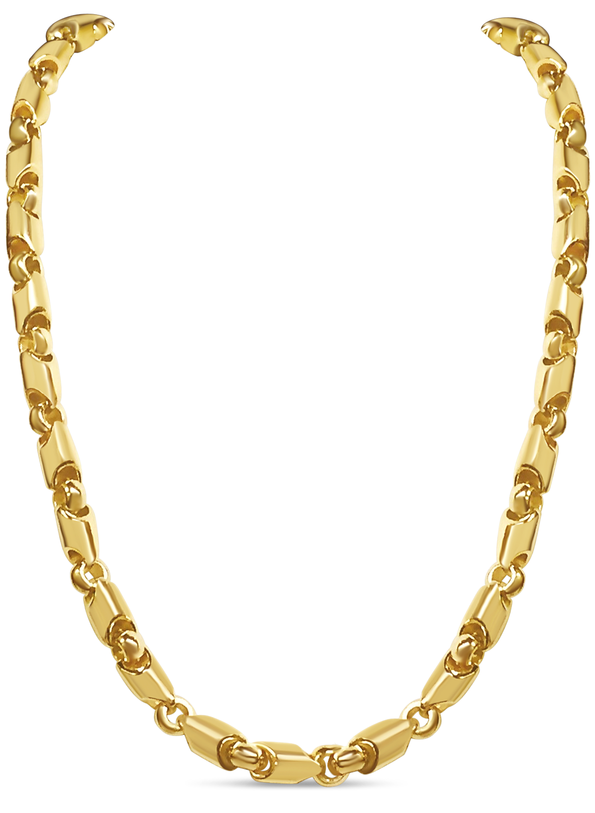Fancy Tube Solid Gold Handmade Necklace , 8mm, 16-30 Inch