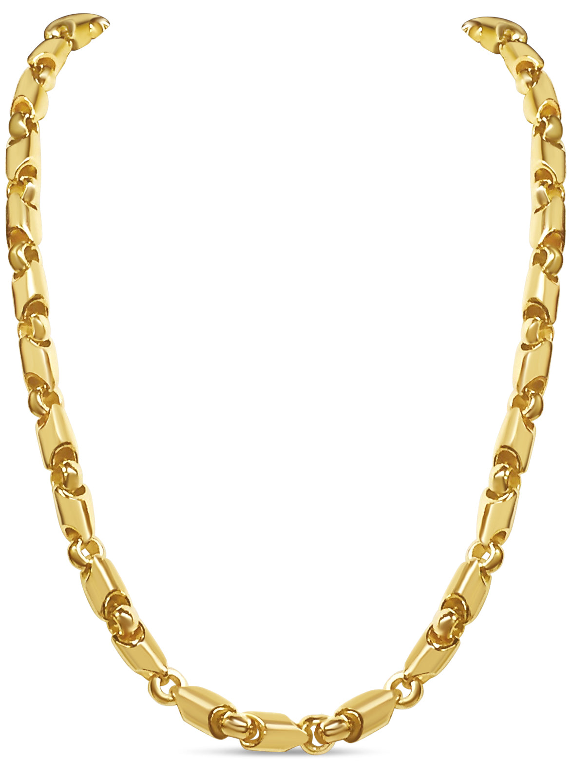 Fancy Tube Solid Gold Handmade Necklace , 8mm, 16-30 Inch