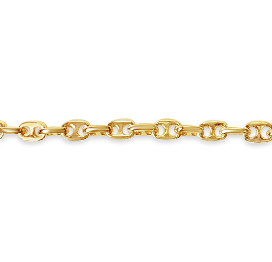 Anchor Mariner Solid Gold Handmade Bracelet , 8mm, 6.5-10 Inch