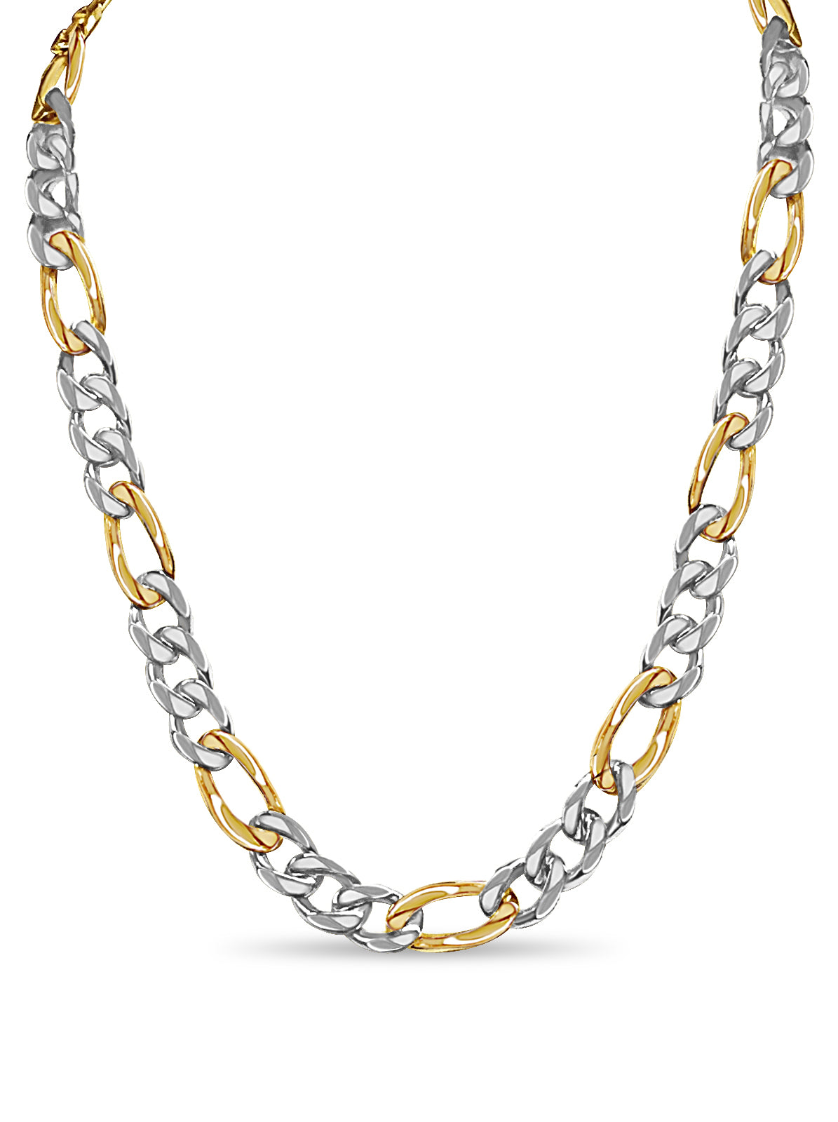Figaro Solid Gold Handmade Necklace , 15mm, 16-30 Inch